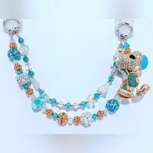 Turquoise and Gold Beaded Phone/Keychain